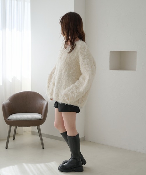 前後2WAYフロントリボンシャギーニット（ニット/セーター）｜raffime