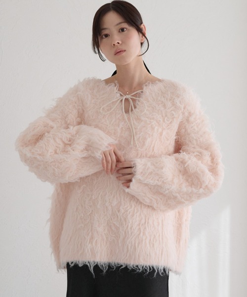 セール】前後2WAYフロントリボンシャギーニット（ニット/セーター