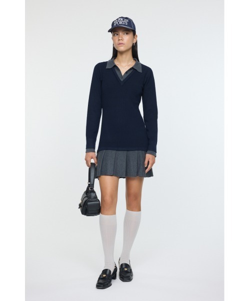 MOUSSY(マウジー)の「【26年SS新作】LAYERED KNIT ミニドレス(ワンピース・レディース・ブラック/チャコールグレー/ブルー・1/2)」の10枚目の写真