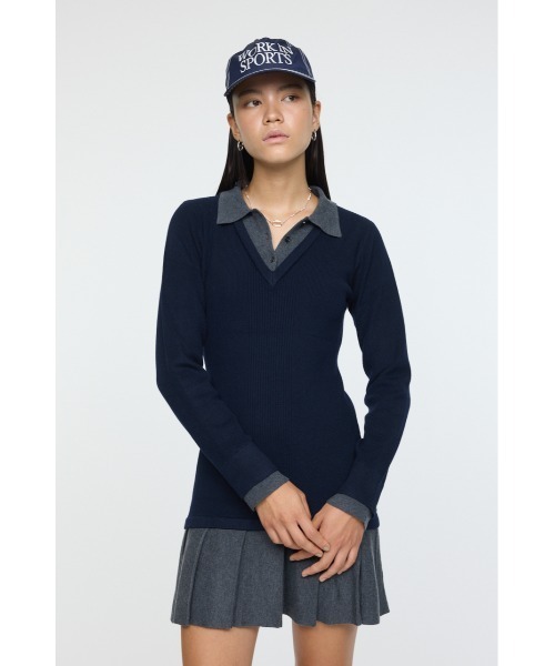セール】【26年SS新作】LAYERED KNIT ミニドレス（ワンピース