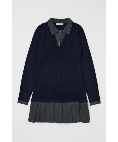 MOUSSY(マウジー)の「【26年SS新作】LAYERED KNIT ミニドレス(ワンピース・レディース・ブラック/チャコールグレー/ブルー・1/2)」の15枚目の写真