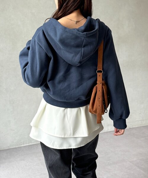 U.S. POLO ASSN.（ユーエスポロアッスン）の「裏起毛短丈パーカー（パーカー・レディース・グレー系その他/ピンク/ネイビー・FREE）」の6枚目の写真