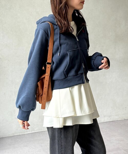 U.S. POLO ASSN.（ユーエスポロアッスン）の「裏起毛短丈パーカー（パーカー・レディース・グレー系その他/ピンク/ネイビー・FREE）」の7枚目の写真