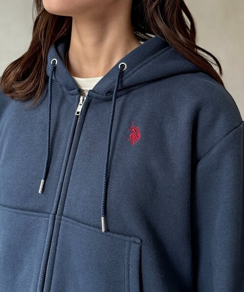 U.S. POLO ASSN.（ユーエスポロアッスン）の「裏起毛短丈パーカー（パーカー・レディース・グレー系その他/ピンク/ネイビー・FREE）」の10枚目の写真