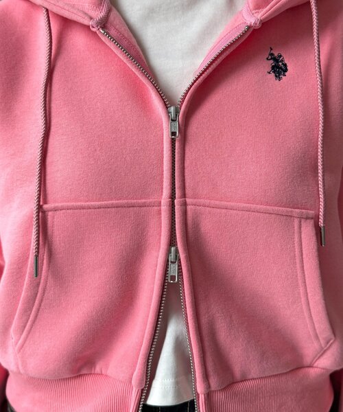 U.S. POLO ASSN.（ユーエスポロアッスン）の「裏起毛短丈パーカー（パーカー・レディース・グレー系その他/ピンク/ネイビー・FREE）」の18枚目の写真
