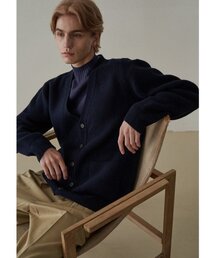 IOLO（イオロ）の「バルキーリップVネックカーディガン_ネイビー（カーディガン/ボレロ）」