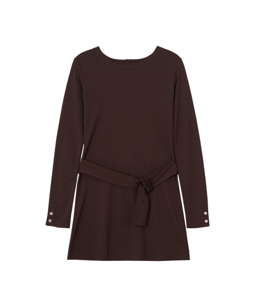 SALON DE YOHN(サロンドヨーン)の「Back Point Belted Mini Dress_ Brown(ワンピース・レディース・その他・SMALL/MEDIUM)」の4枚目の写真