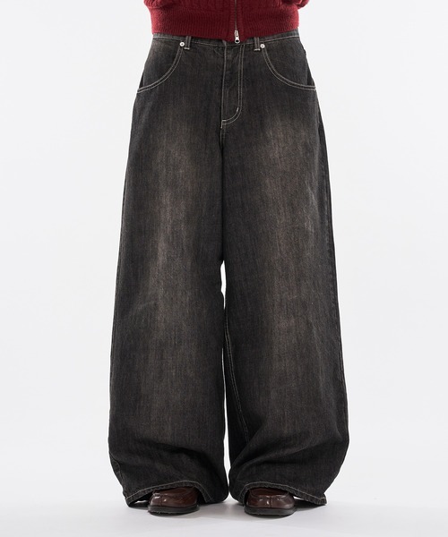 WISH FOR EVER（ウィッシュフォーエバー）の「【 2color / 3size 】SPECIAL SLAB DENIM WIDE CURVE DENIM（デニムパンツ・メンズ・ブラック/インディゴブルー・LARGE/MEDIUM/SMALL）」の10枚目の写真