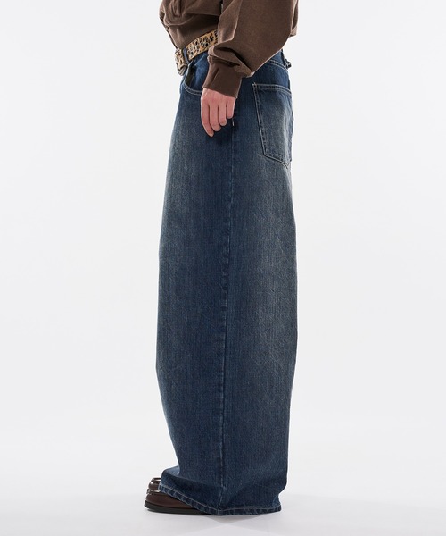 WISH FOR EVER（ウィッシュフォーエバー）の「【 2color / 3size 】SPECIAL SLAB DENIM WIDE CURVE DENIM（デニムパンツ・メンズ・ブラック/インディゴブルー・LARGE/MEDIUM/SMALL）」の3枚目の写真
