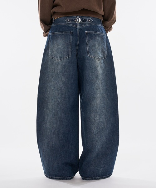 WISH FOR EVER（ウィッシュフォーエバー）の「【 2color / 3size 】SPECIAL SLAB DENIM WIDE CURVE DENIM（デニムパンツ・メンズ・ブラック/インディゴブルー・LARGE/MEDIUM/SMALL）」の4枚目の写真