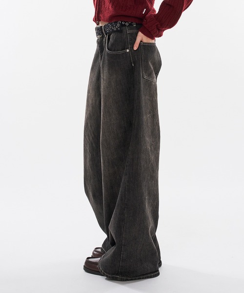 WISH FOR EVER（ウィッシュフォーエバー）の「【 2color / 3size 】SPECIAL SLAB DENIM WIDE CURVE DENIM（デニムパンツ・メンズ・ブラック/インディゴブルー・LARGE/MEDIUM/SMALL）」の11枚目の写真