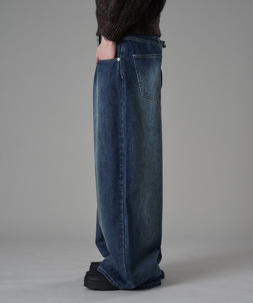 セール】【 2color / 3size 】SPECIAL SLAB DENIM WIDE CURVE DENIM