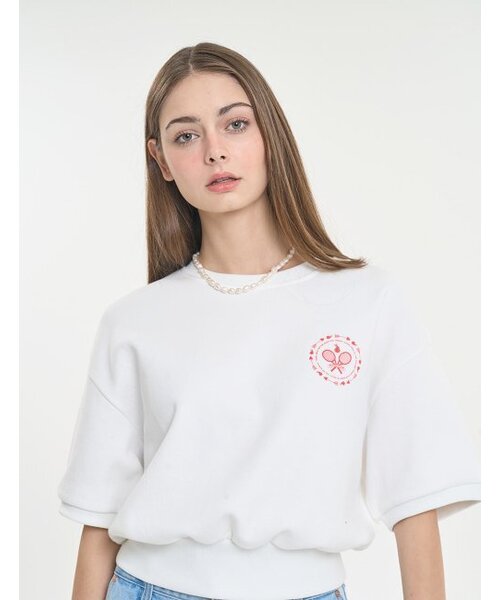 CLEVER FIELD(クレバーフィールド)の「ピケショートスリーブラウングラフィックTシャツ (オフホワイト)(Tシャツ/カットソー・レディース・その他・MEDIUM/SMALL)」の1枚目の写真