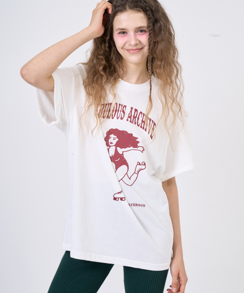 RAVEROUS（レイバーロス）の「スナップルーズフィットTシャツホワイト（Tシャツ/カットソー・レディース・その他・OS）」の4枚目の写真