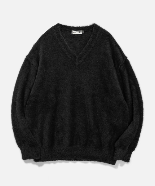 VASTIC(バスティック)の「ヘアリーリバースVネックニット_ブラック(ニット/セーター・メンズ・その他・MEDIUM/LARGE)」の2枚目の写真