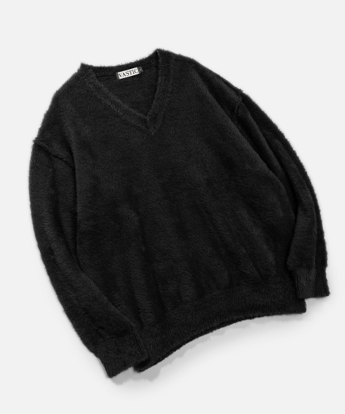 VASTIC(バスティック)の「ヘアリーリバースVネックニット_ブラック(ニット/セーター・メンズ・その他・MEDIUM/LARGE)」の4枚目の写真
