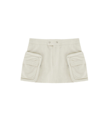 Fluffy Cargo Mini Skirt Pants Ivory
