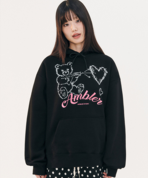 ambler(エムブラー)の「ラブガン刺繍フードパーカー AHP1214 (ブラック)(パーカー・レディース・その他・MEDIUM/SMALL)」の1枚目の写真
