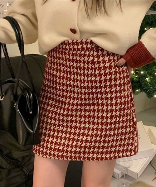 gossip!ロサンゼルス(ゴシップロサンゼルス)の「ハイウエスト 千鳥チェックミニスカート(スカート・レディース・レッド/ブラック・M/S)」の6枚目の写真