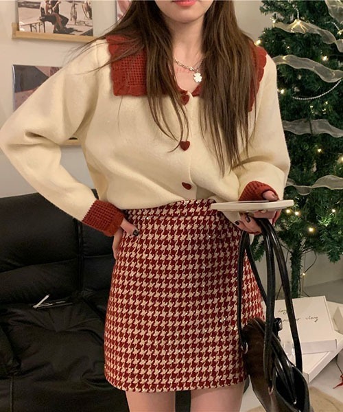 gossip!ロサンゼルス(ゴシップロサンゼルス)の「ハイウエスト 千鳥チェックミニスカート(スカート・レディース・レッド/ブラック・M/S)」の5枚目の写真