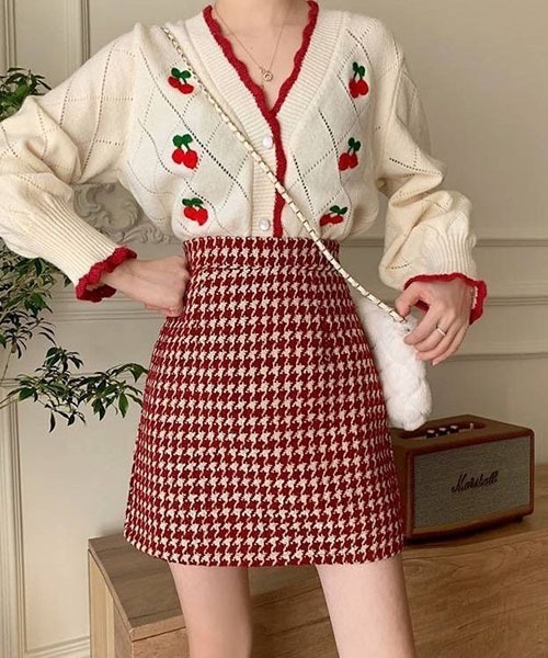 gossip!ロサンゼルス(ゴシップロサンゼルス)の「ハイウエスト 千鳥チェックミニスカート(スカート・レディース・レッド/ブラック・M/S)」の11枚目の写真