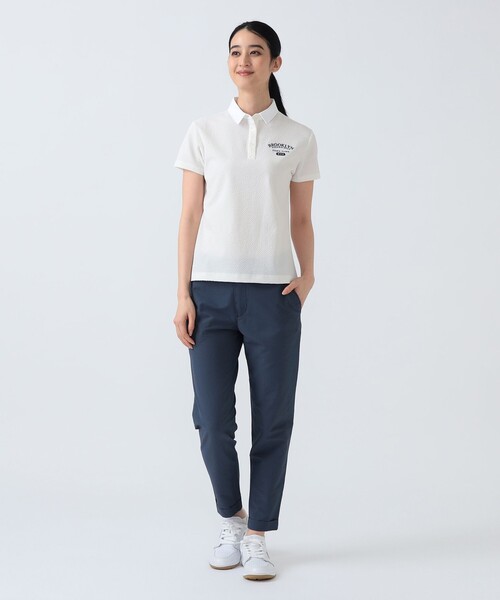 BEAMS GOLF(ビームスゴルフ)の「PURPLE LABEL / BROOKLYN サッカー ポロシャツ(ポロシャツ・レディース・ホワイト/サックスブルー・LARGE/MEDIUM/SMALL)」の3枚目の写真