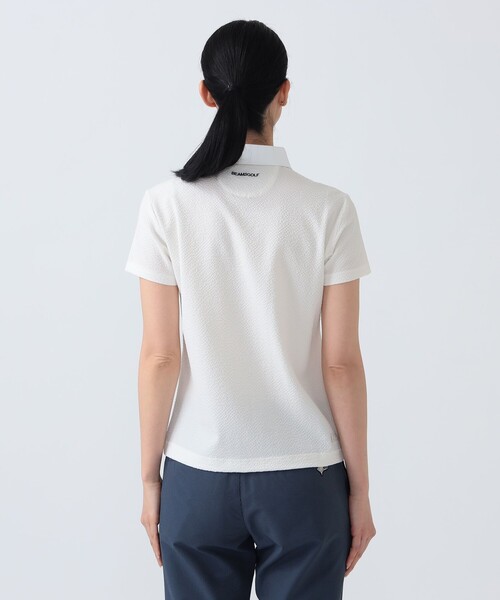 BEAMS GOLF(ビームスゴルフ)の「PURPLE LABEL / BROOKLYN サッカー ポロシャツ(ポロシャツ・レディース・ホワイト/サックスブルー・LARGE/MEDIUM/SMALL)」の11枚目の写真
