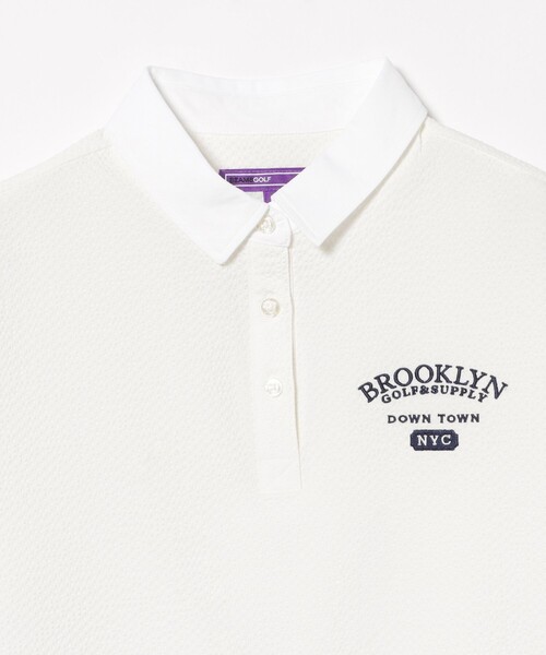 BEAMS GOLF(ビームスゴルフ)の「PURPLE LABEL / BROOKLYN サッカー ポロシャツ(ポロシャツ・レディース・ホワイト/サックスブルー・LARGE/MEDIUM/SMALL)」の13枚目の写真