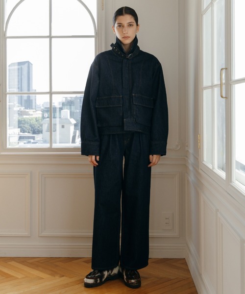 CREDONA（クレドナ）の「TWO TUCK BUGGY DENIM/トゥータックバギーデニム（デニムパンツ・レディース・インディゴブルー・1/2）」の3枚目の写真