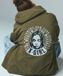 X-girl | CIRCLE MESSAGE AND FACE ZIP UP SWEAT HOODIE(パーカー)