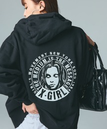 X-girl | CIRCLE MESSAGE AND FACE ZIP UP SWEAT HOODIE(パーカー)