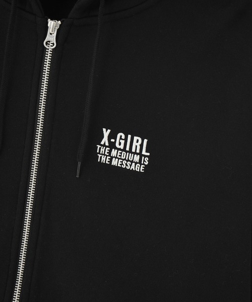 X-girl(エックスガール)の「CIRCLE MESSAGE AND FACE ZIP UP SWEAT HOODIE(パーカー・レディース・アッシュ/ブラック/オリーブ・S/M)」の12枚目の写真