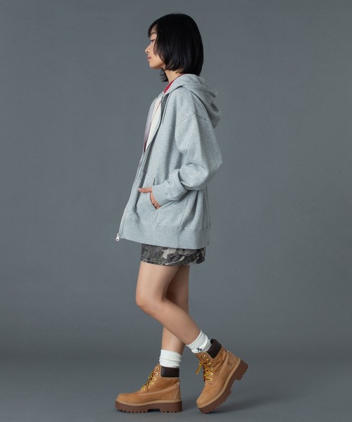 XSサイズ☆ANEW GOLF☆レディース　真冬パーカー CIRCLE MESSAGE AND FACE ZIP UP SWEAT HOODIE（パーカー）｜X-girl