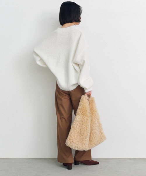 Shelly island（シェリーアイランド）の「オーバーサイズVネックニット（ニット/セーター・レディース・グレー/ホワイト/ピンク・FREE）」の11枚目の写真