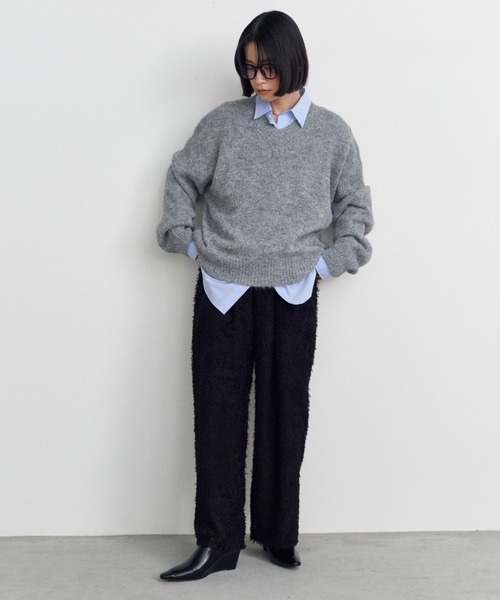 Shelly island（シェリーアイランド）の「オーバーサイズVネックニット（ニット/セーター・レディース・グレー/ホワイト/ピンク・FREE）」の20枚目の写真