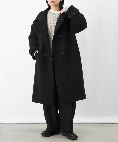 LUCA/LADY LUCK LUCA（ルカ/レディラックルカ）の「LC/LLL ハイネックロングウールコート/ダブルステンカラーコート（ステンカラーコート・レディース・ベージュ/ブラック・FREE）」の2枚目の写真