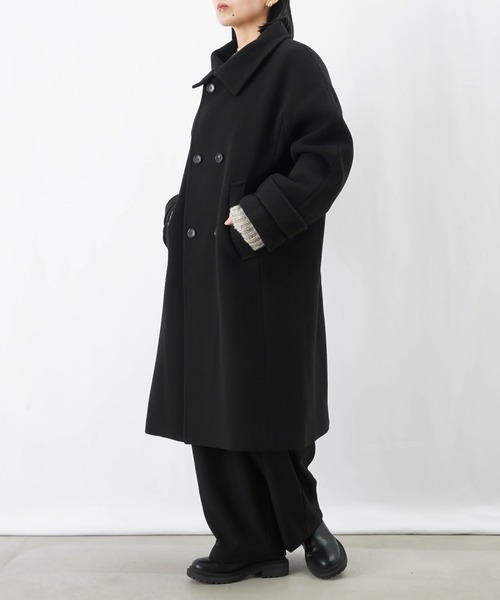 LUCA/LADY LUCK LUCA（ルカ/レディラックルカ）の「LC/LLL ハイネックロングウールコート/ダブルステンカラーコート（ステンカラーコート・レディース・ベージュ/ブラック・FREE）」の11枚目の写真