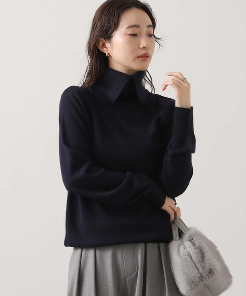 anana(アナナ)の「スリットハイネック前後2WAYニット(ニット/セーター・レディース・ネイビー/オフホワイト/レッド・FREE)」の20枚目の写真