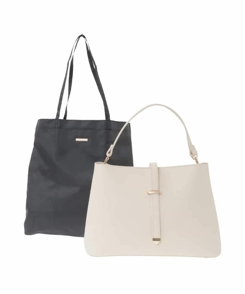 a.v.v(アーヴェヴェ)の「ビット調ハンドバッグ(トートバッグ・レディース・ブラック/アイボリー・38)」の20枚目の写真