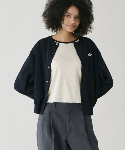 DANTON | ジャージーニット クルーネック長袖カーディガン WOMEN