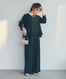 La boutique BonBon（ラブティックボンボン）の「【RISA監修・オケージョン対応】裾レースブラウス+2タックワイドパンツ（パンツドレス）」