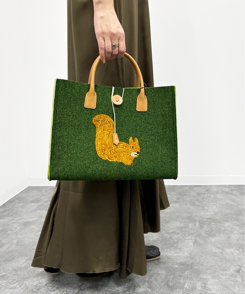 Nostalgic Garage:70'SFELT TOTE BAG:70年代フェルト リス刺繍 トート