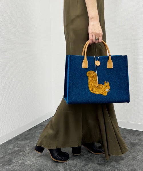 Nostalgic Garage:70'SFELT TOTE BAG:70年代フェルト リス刺繍 トート