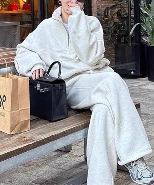 セール】【セットアップ】ハーフジッププルオーバー＆スウェットパンツ