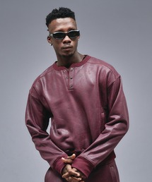 ANDER HUNK（アンダーハンク）の「Leather Like Coated Henry neck Sweat / レザーライクコーティングヘンリーネックスウェット（スウェット）」