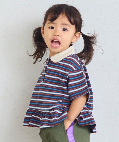 Life Support Products(ライフサポートプロダクツ)の「ポロ襟付きボーダー半袖チュニック(チュニック・キッズ・グリーン系その他/イエロー系その他/ブラック系その他・80/90/95/100/110/120/130)」の12枚目の写真