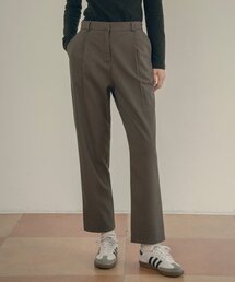 P3176 Wool one-tuck tapered slacks_Brown