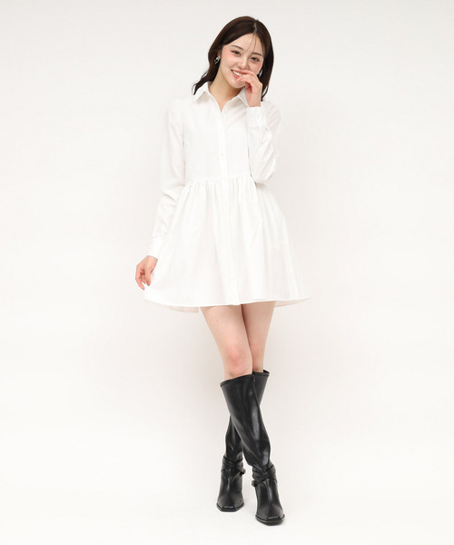 ROYAL PARTY(ロイヤルパーティー)の「ハーフZIPレイヤードシャツミニワンピース(ワンピース・レディース・ベージュ/グレー/ブラック・FREE)」の9枚目の写真