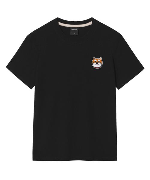 OKSTAR(オクスター)の「柴刺繍パッチ半袖(Tシャツ/カットソー・レディース・ブラック/ライトベージュ/カーキ/グレー/ダークグリーン/クリーム/ネイビー/ベージュ/チャコール/ダークブルー/ダークグレー/ホワイト/ライトグレー・SMALL/MEDIUM/LARGE/X-LARGE/2XL/3XL/4XL)」の2枚目の写真