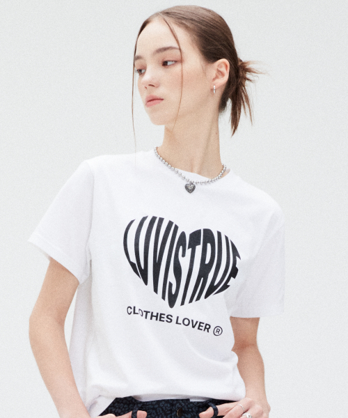LUVISTRUE(ラヴイズトゥルー)の「SU HEART LOGO TEE(2COLOR)(Tシャツ/カットソー・レディース・ホワイト/ブルー・FREE)」の3枚目の写真